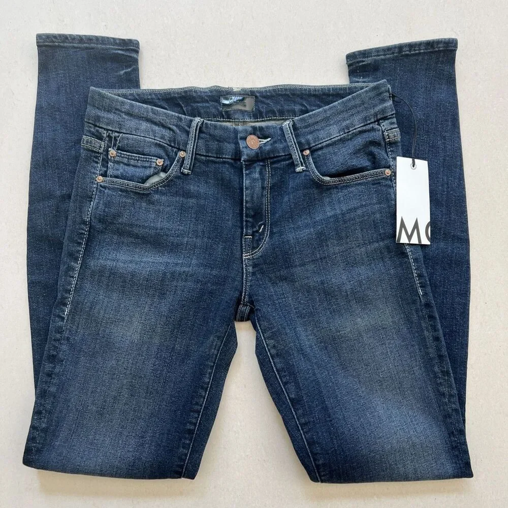 MOTHER Denim The Looker Mid Rise Jeans Size 27 Here Kitty Kitty Dark Blue Wash - Picture 3 of 9
